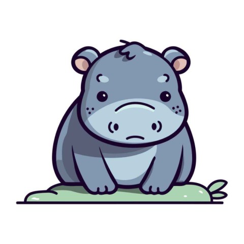 Cute hippopotamus. Vector illustration in a flat style.