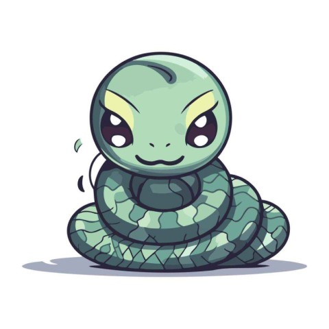 Cute cartoon snake. Vector illustration isolated on a white back