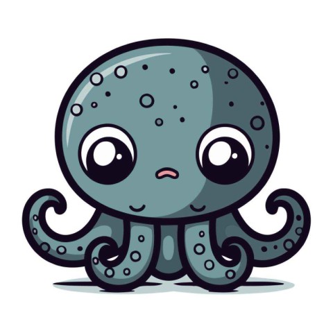 Cute cartoon octopus. Vector illustration isolated on white back