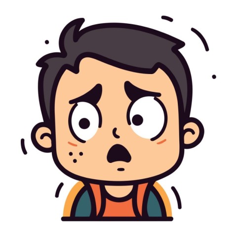 Vector illustration of a boy with a sad face. Cartoon style.