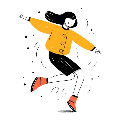 Vector illustration of a young woman jumping in the air. Flat st