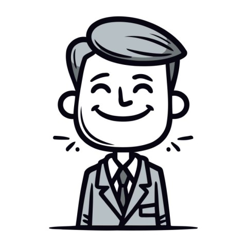 Illustration of a cartoon man in a business suit. Vector illustr