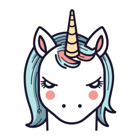 Cute cartoon unicorn. Vector illustration isolated on a white ba