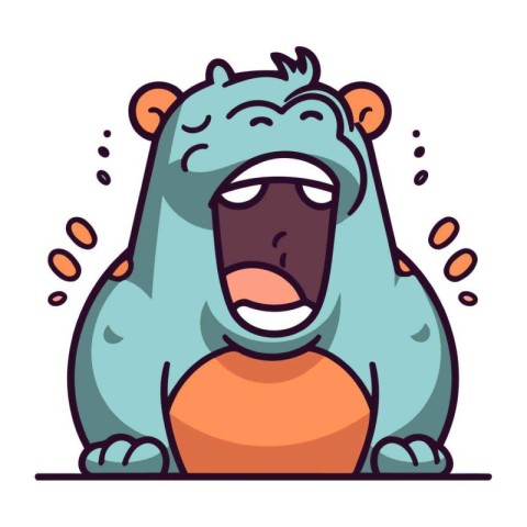 Angry cartoon hippopotamus. Vector illustration in flat design.