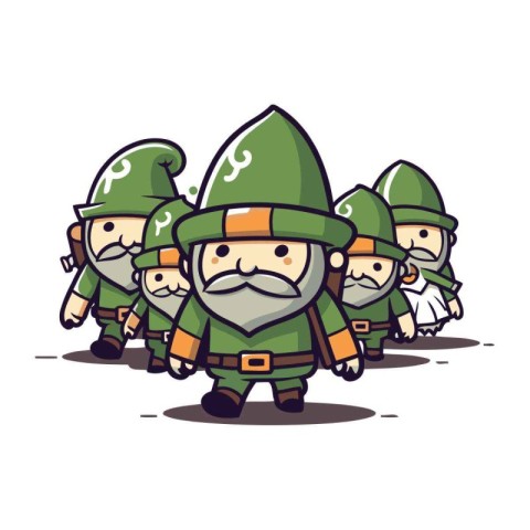 Cartoon Leprechaun Characters Wearing Green Army Costumes