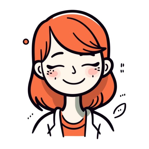 Vector illustration of a cute red haired girl with a smile.