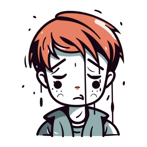 Illustration of a boy with a sad expression on his face.