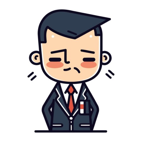 Businessman line icon. Cartoon illustration of businessman vecto