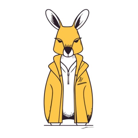 Funny kangaroo in a raincoat. Vector illustration.