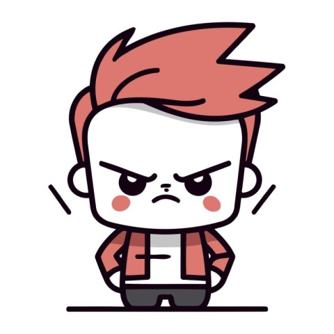 Angry Cartoon Boy Vector Icon. Cute Cartoon Boy Character.