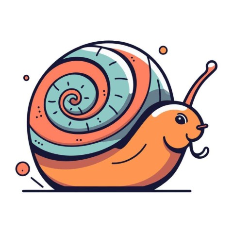 Cute cartoon snail. Vector illustration. Isolated on white backg