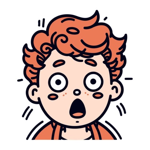 Surprised boy with red hair. Vector illustration in cartoon styl