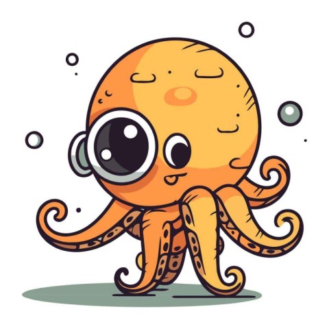 Octopus cartoon character. Cute octopus. Vector illustration.