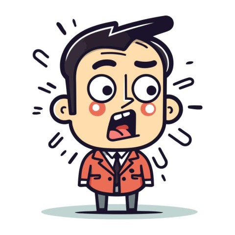 Surprised man in suit. Vector illustration. Cartoon character.