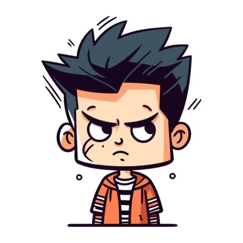 Angry boy cartoon. Vector illustration in flat design. Isolated