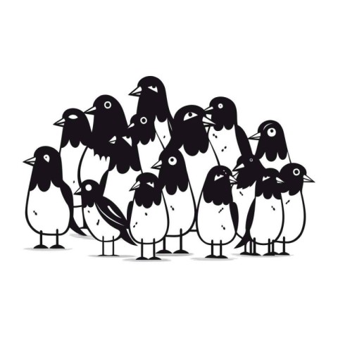 Penguin family isolated on a white background. Vector illustrati