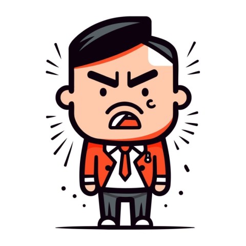 Angry boss   Vector Cartoon Illustration.