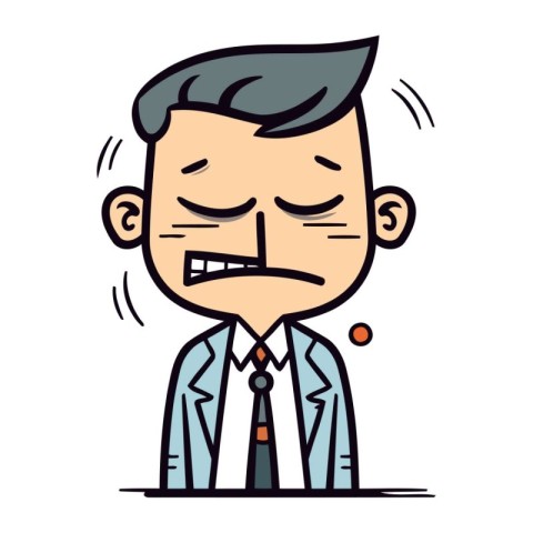 Angry businessman cartoon character. Vector illustration in line