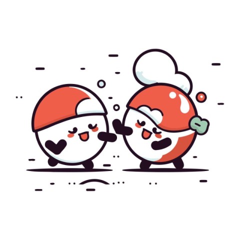 Cute christmas santa claus and snowman vector illustration.