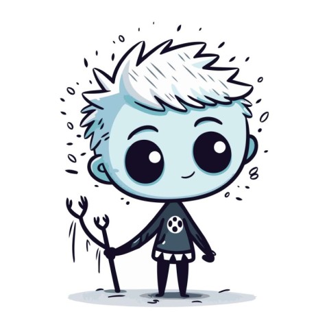 Cute little boy dressed like a zombie. Vector cartoon illustrati