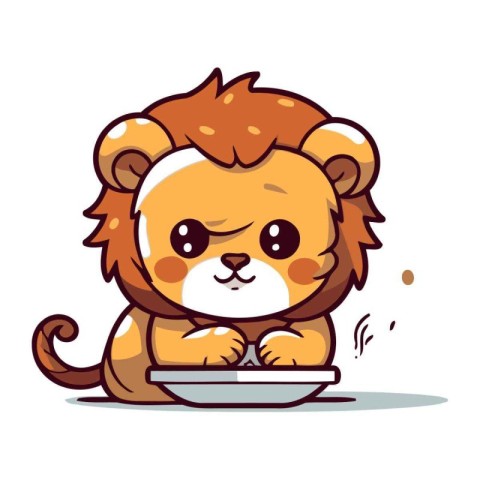 Lion cartoon character. Vector illustration of a cute lion masco