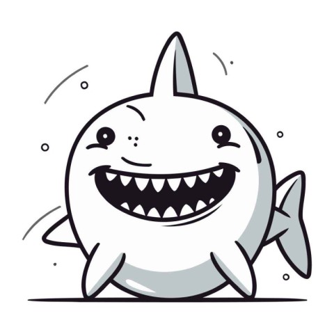 Cute cartoon shark vector illustration. Cute white shark charact