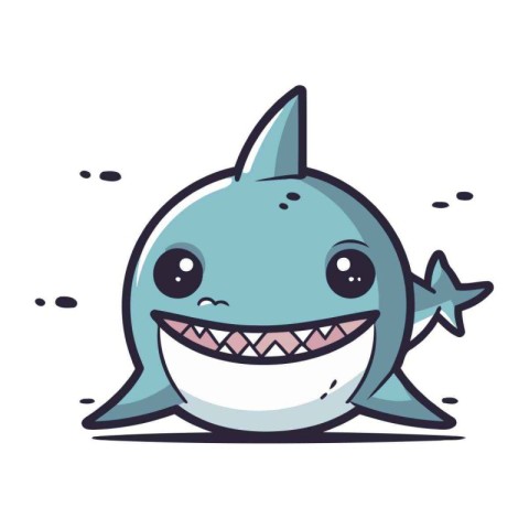 Cute cartoon shark. Vector illustration. Isolated on white backg