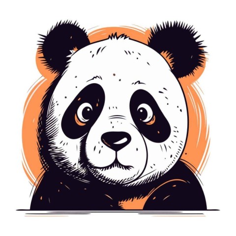 Vector illustration of a cute panda. Hand drawn vector illustrat