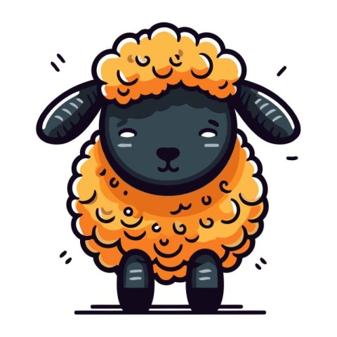 Cute cartoon sheep character. Vector illustration of a cute shee