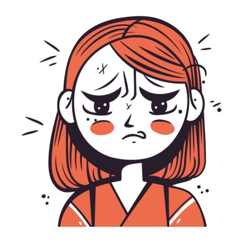 Crying woman cartoon character. Vector illustration in retro com