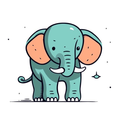 Cute cartoon elephant. Hand drawn vector illustration for your d