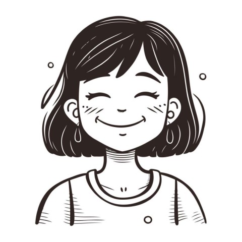 Smiling girl with freckles on her face. Vector illustration.