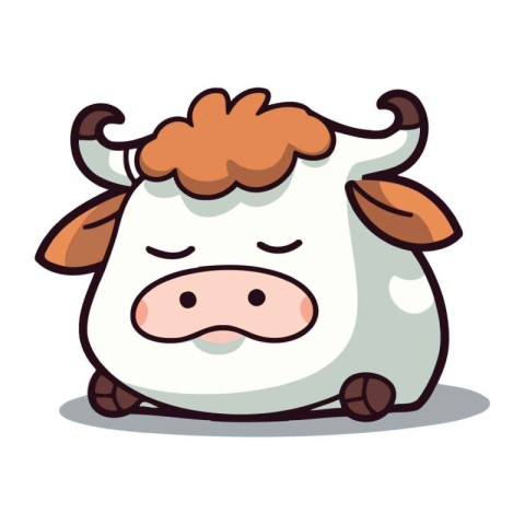 Cute cartoon cow character. Vector illustration of a farm animal