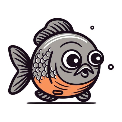 Cute cartoon fish. Vector illustration. Isolated on white backgr