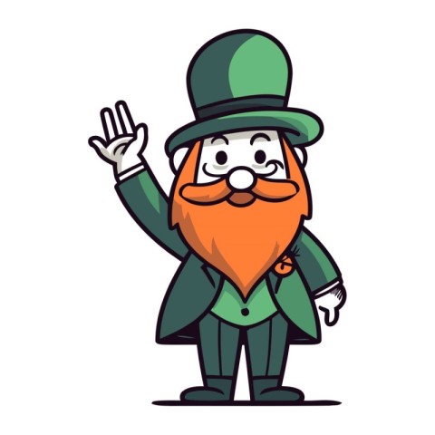 Cartoon Leprechaun with ok hand sign. Vector illustration.