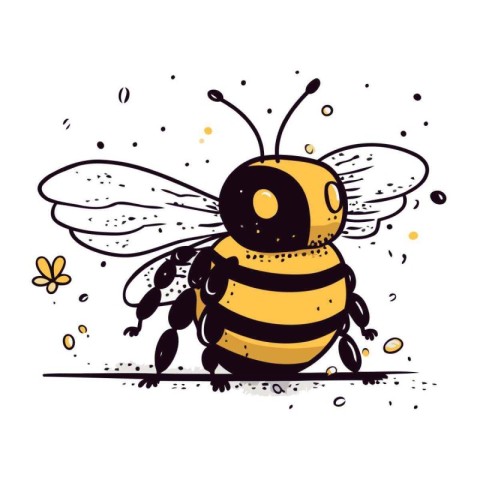 Vector illustration of a cute cartoon bee. Isolated on white bac