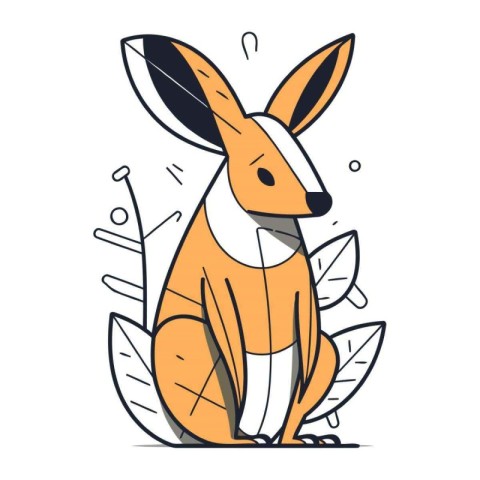 Vector illustration of cute kangaroo in flat line art style.