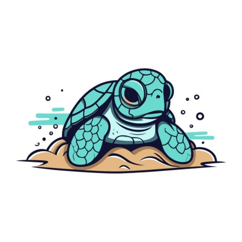 Cute cartoon turtle. Vector illustration isolated on a white bac