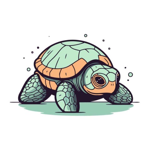 Cartoon sea turtle. Vector illustration. Isolated on white backg