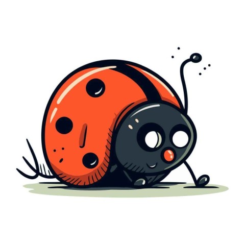 Cartoon ladybug on white background. Cute vector illustration.