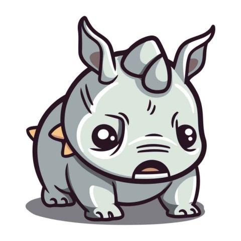 Cute rhinoceros character cartoon vector illustration. Cute baby