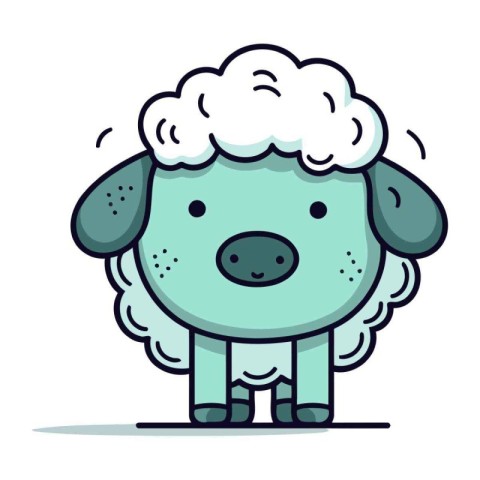 Cute cartoon sheep. Vector illustration isolated on a white back