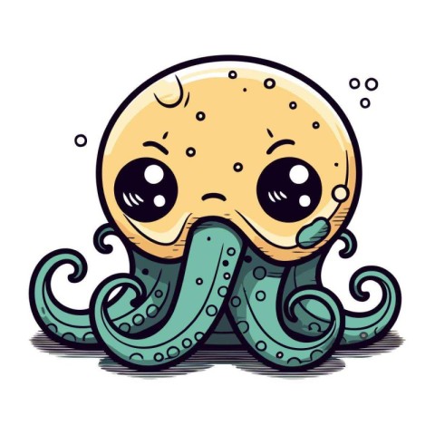 Cute cartoon octopus. Vector illustration of a cute octopus.