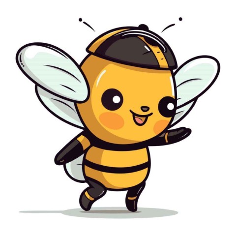 Cute cartoon bee isolated on a white background. Vector illustra