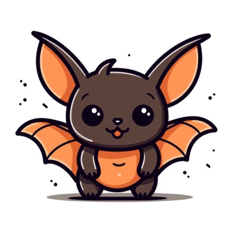 Cute cartoon bat. Vector illustration. Isolated on white backgro