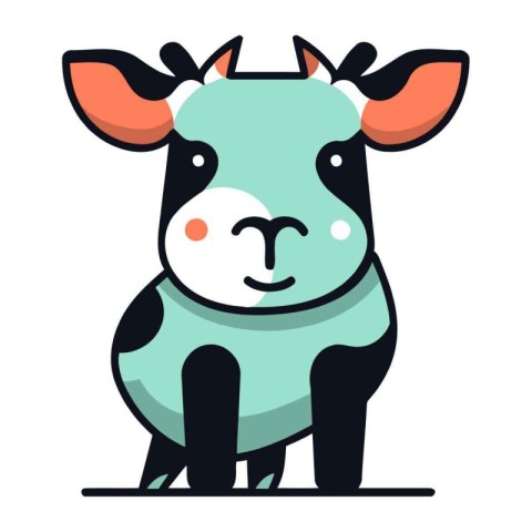 Cute cartoon cow. Farm animal. Vector illustration in flat style