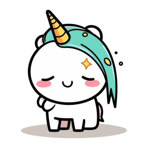 Unicorn cute cartoon character. Vector illustration isolated on