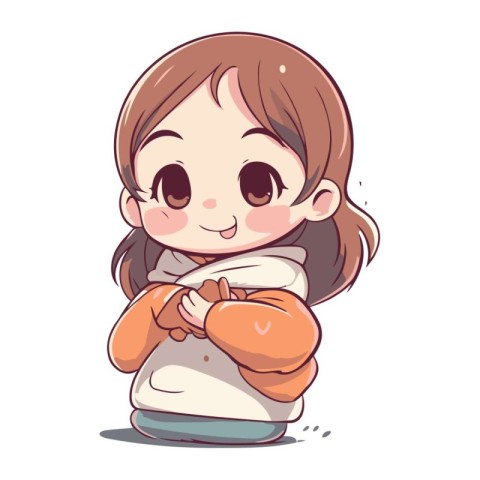 Illustration of a Cute Little Girl Wearing a Warm Cloth