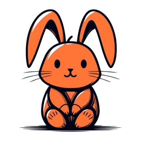 Cute cartoon rabbit. Vector illustration isolated on a white bac