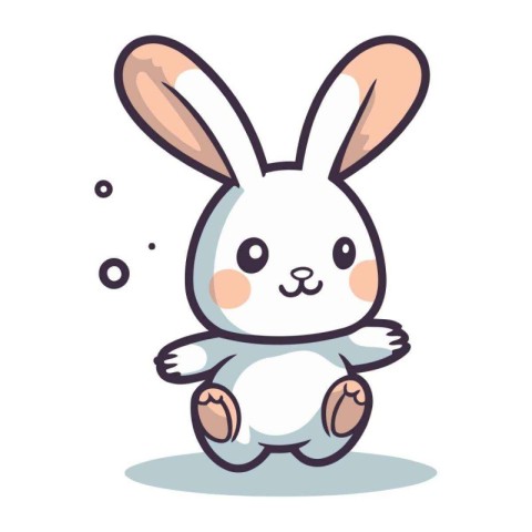 Cute cartoon rabbit. Vector illustration isolated on a white bac